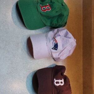 2 Boston Red Sox & 1 New England Patriot Baseball Hats